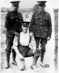 Three Yorkshire Regiment soldiers in training before embarkation for France