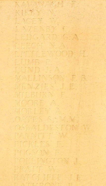 Yorkshire Regiment Names on the Cambrai Memorial (3)