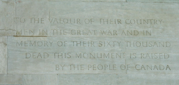 Sculptures on the Vimy Memorial